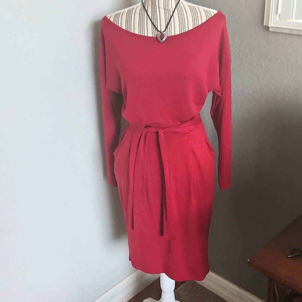 Casual business dress cotton blend ruby s/m